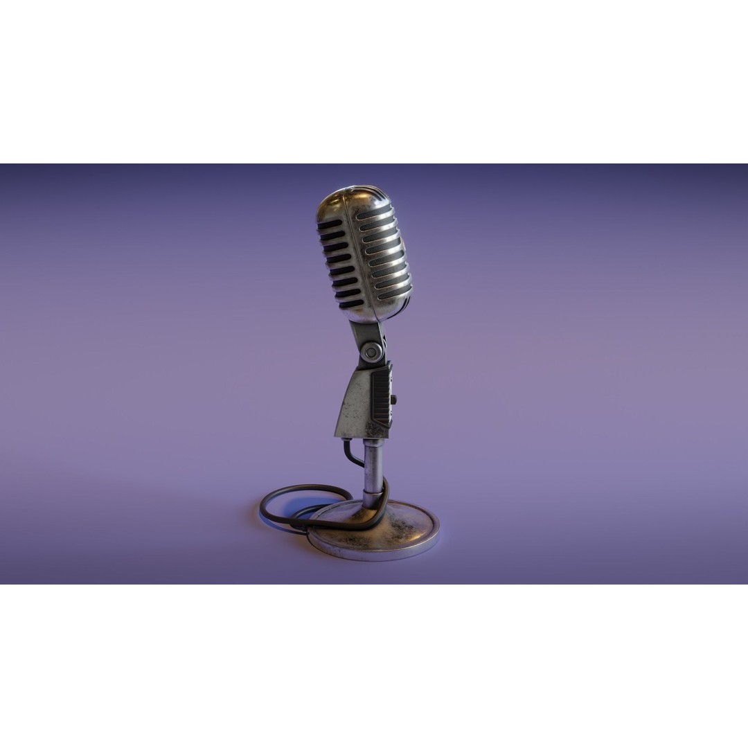 Vintage Microphone 3D Model – Low Poly PBR Audio Asset, FBX - View 7