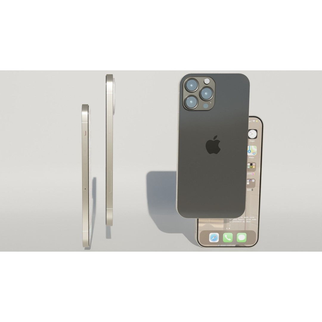 iPhone 14 Pro Max 3D Model – Low Poly Game Asset, Blender, FBX, OBJ - View 4