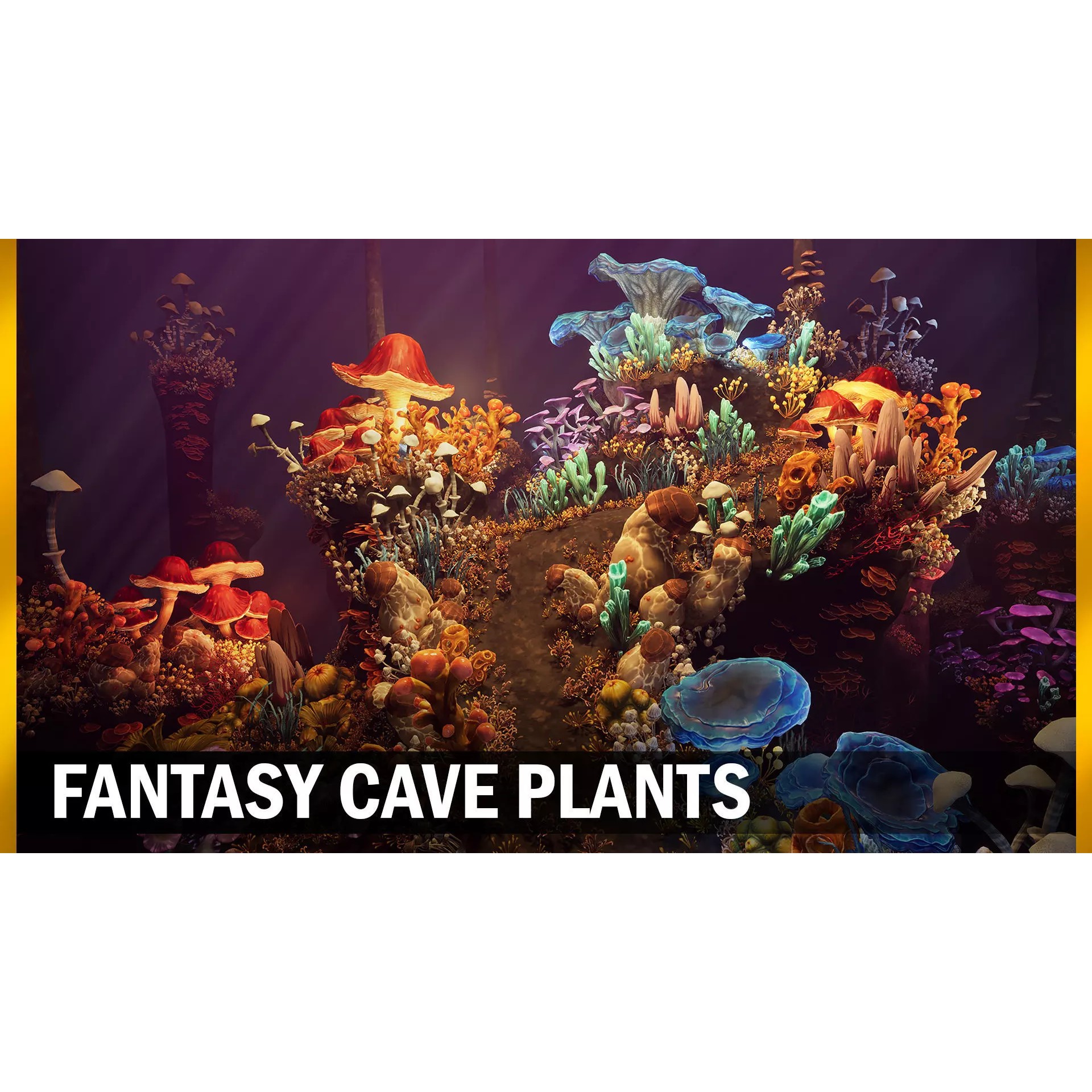 Fantasy Cave Plants - Low-Poly Game-Ready 3D Model - View 2