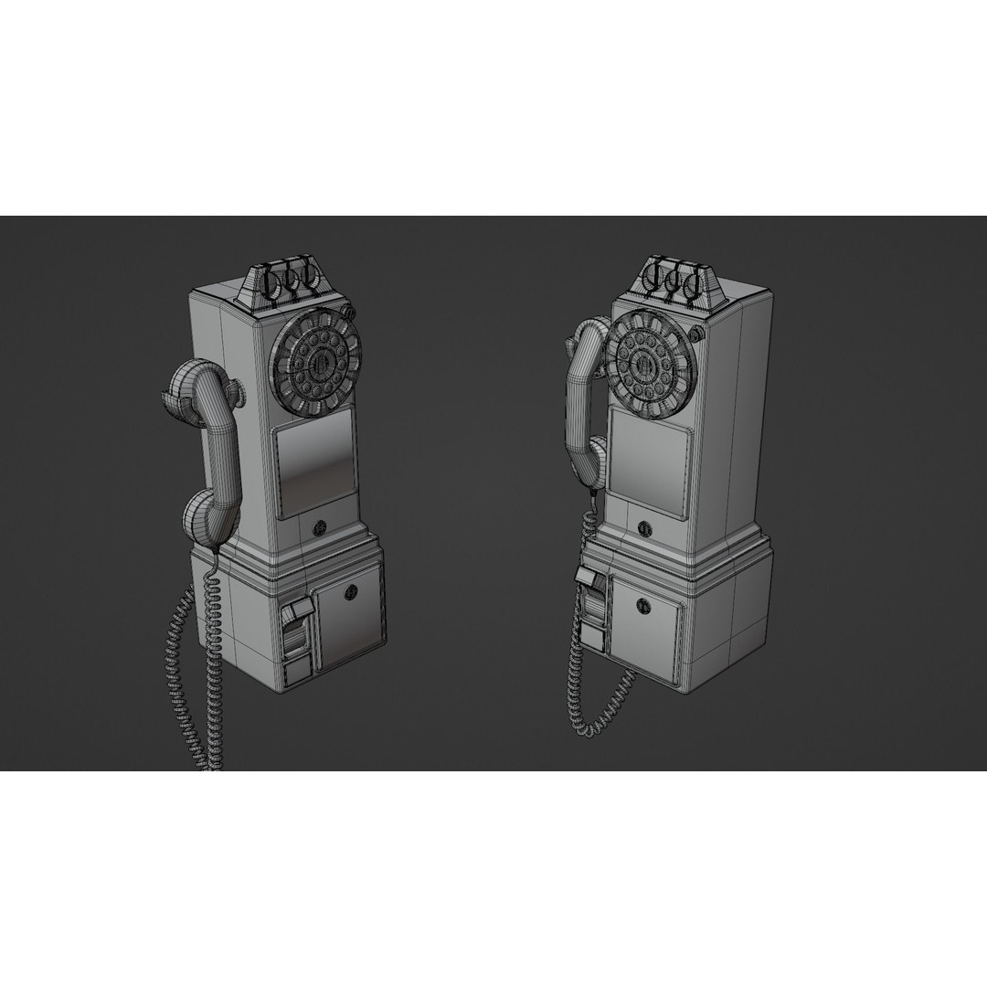 Crosley Retro Pay Phone 3D Model – Low Poly PBR Game Asset, FBX