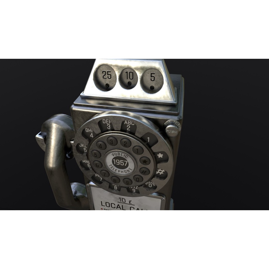 Crosley Retro Pay Phone 3D Model – Low Poly PBR Game Asset, FBX - View 13