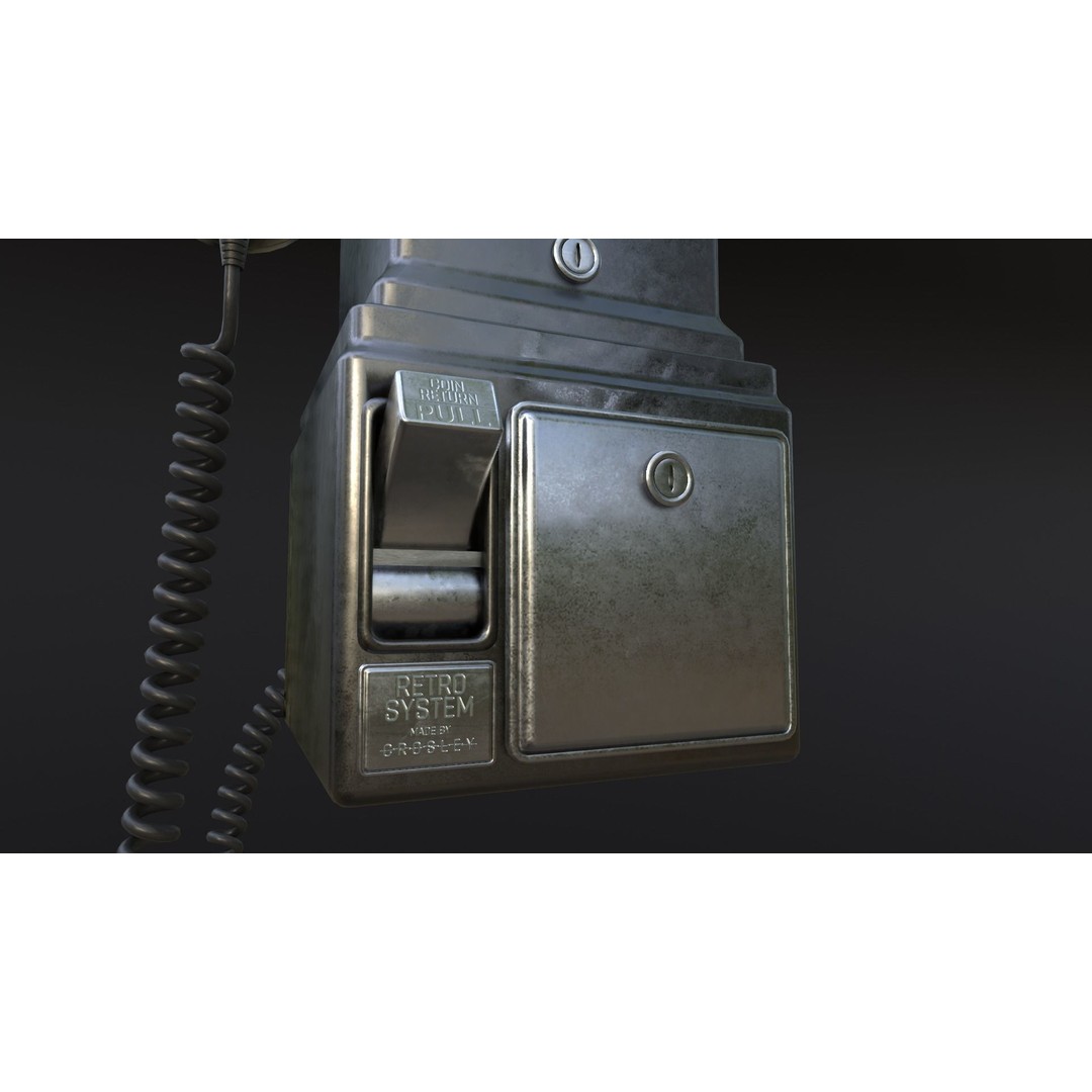 Crosley Retro Pay Phone 3D Model – Low Poly PBR Game Asset, FBX - View 14