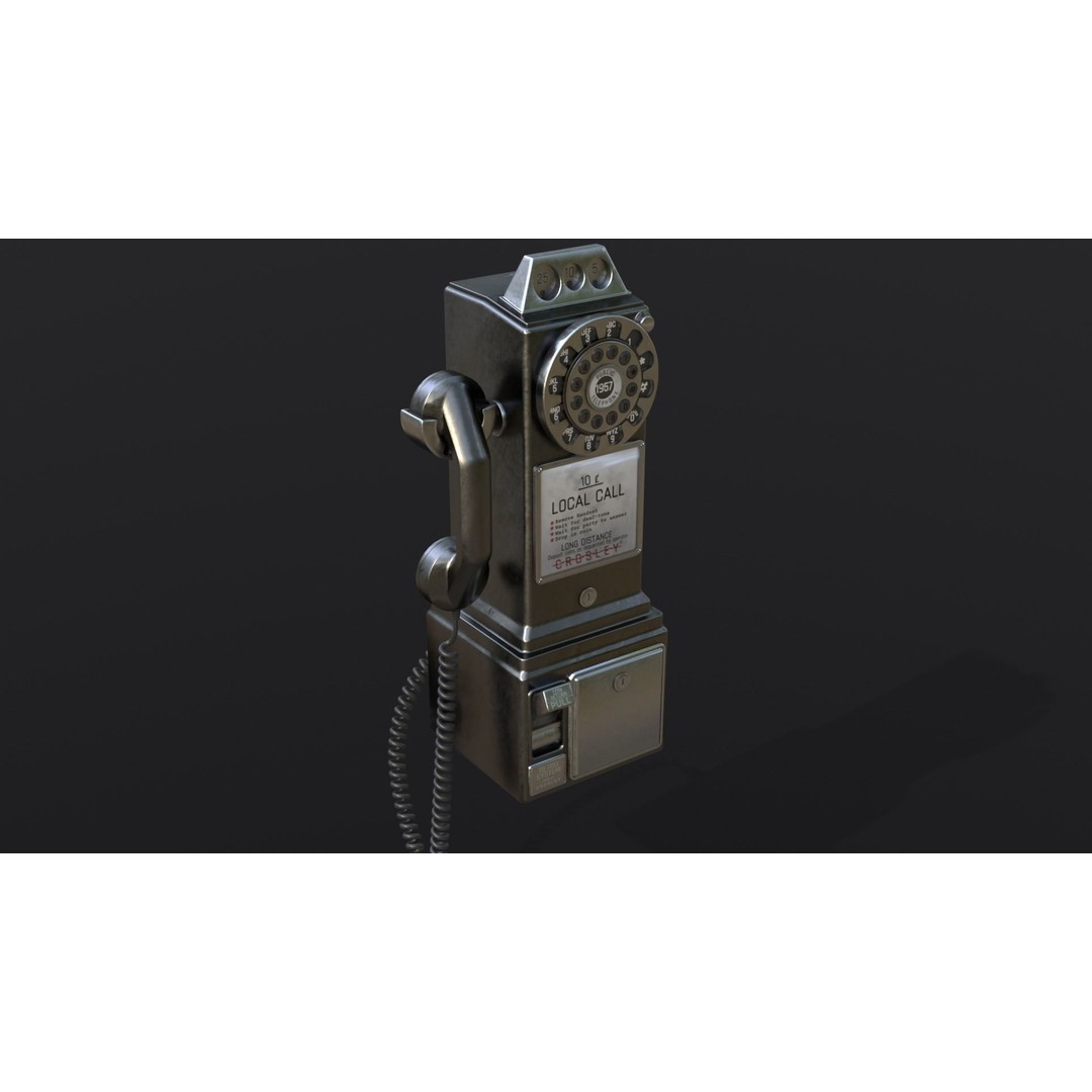 Crosley Retro Pay Phone 3D Model – Low Poly PBR Game Asset, FBX - View 5