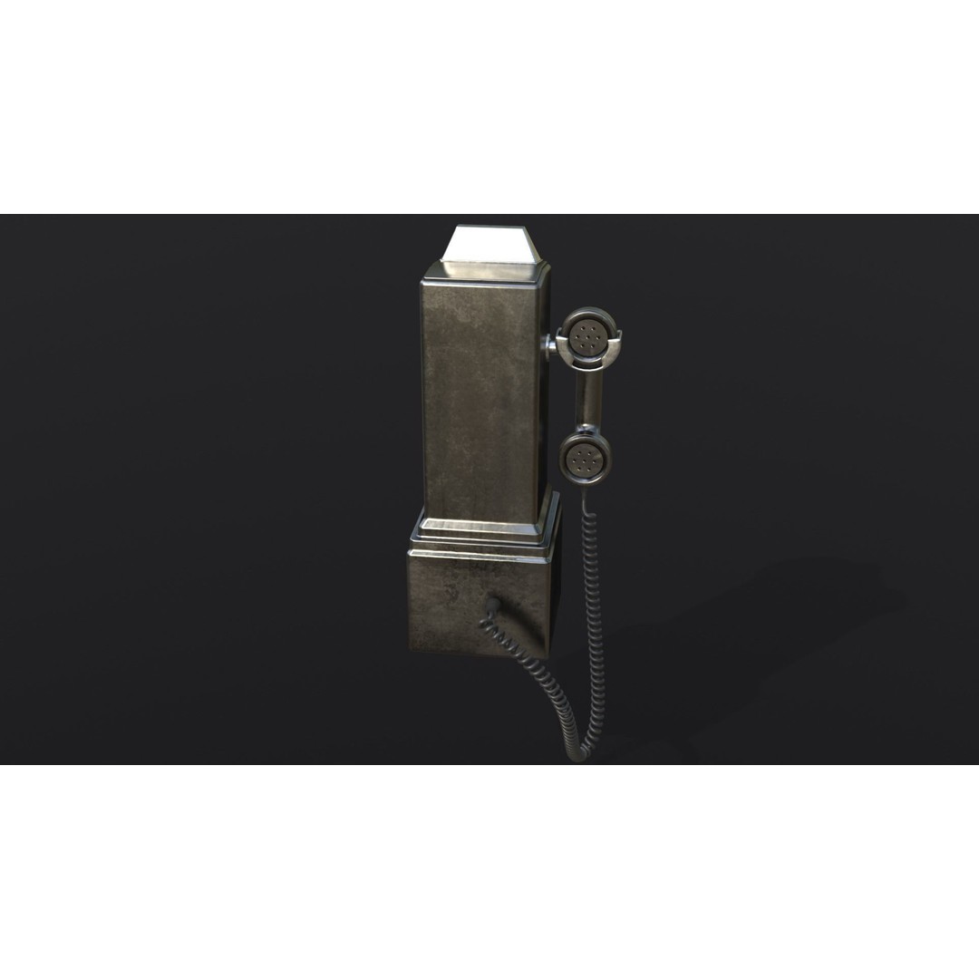 Crosley Retro Pay Phone 3D Model – Low Poly PBR Game Asset, FBX - View 8