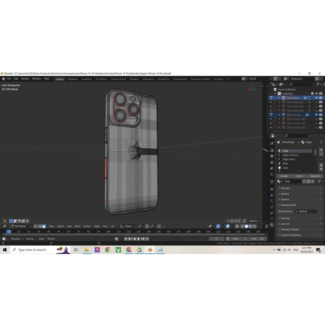 Apple iPhone 15 Pro Max 3D Model – PBR Textured, FBX, Blender - View 16