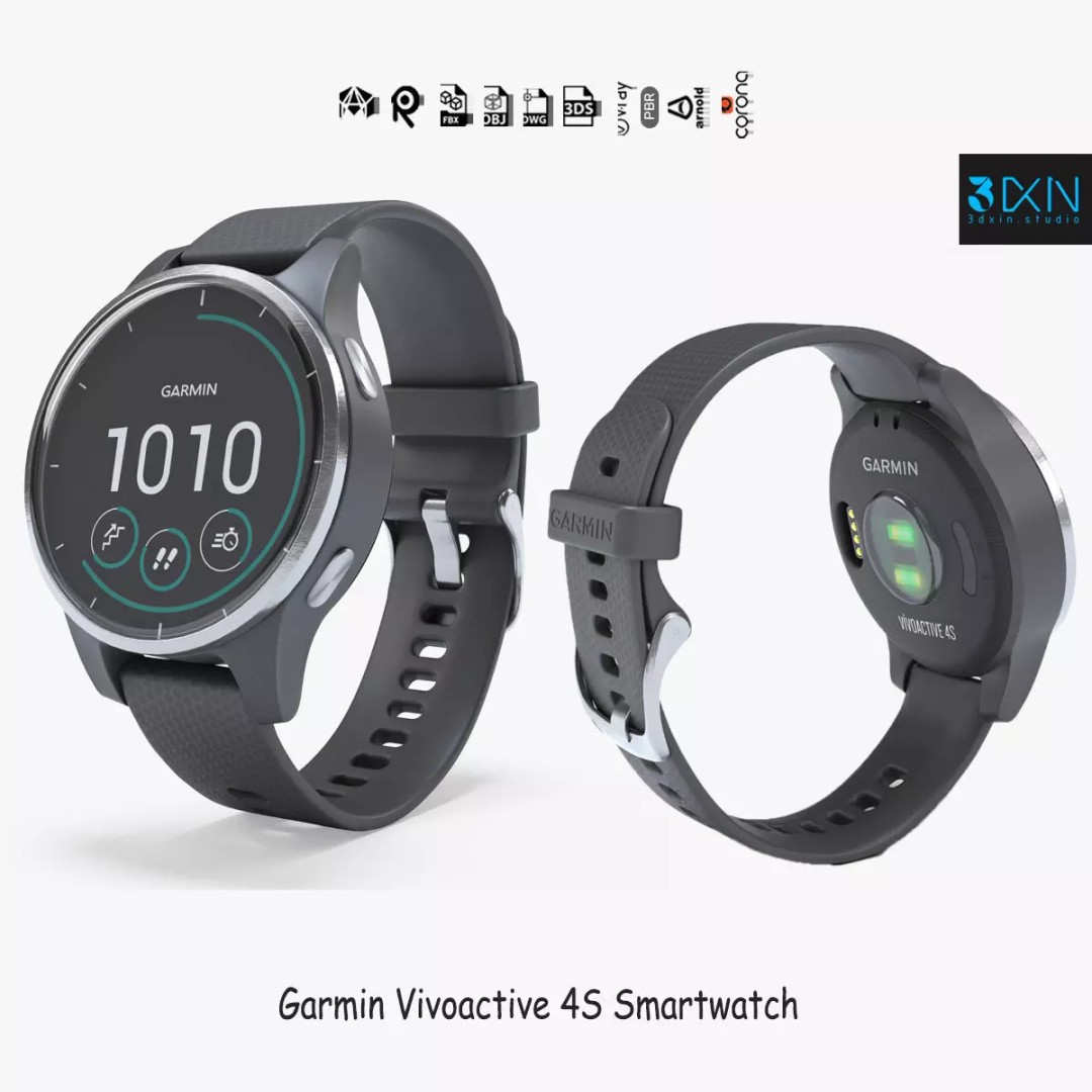 Garmin Vivoactive 4S Smartwatch 3D Model – Photorealistic PBR Asset, FBX, OBJ - View 2