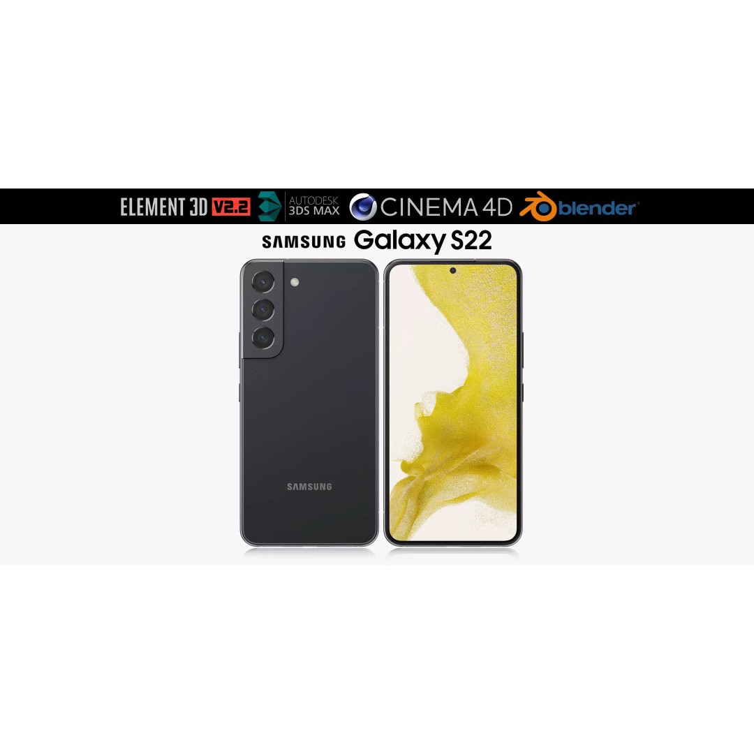 Samsung Galaxy S22 Black 3D Model – Realistic Phone Asset, FBX, Blender - View 2