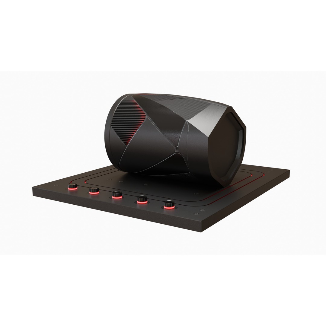 Futuristic Speaker 3D Model – Low Poly PBR Audio Asset, FBX - View 4