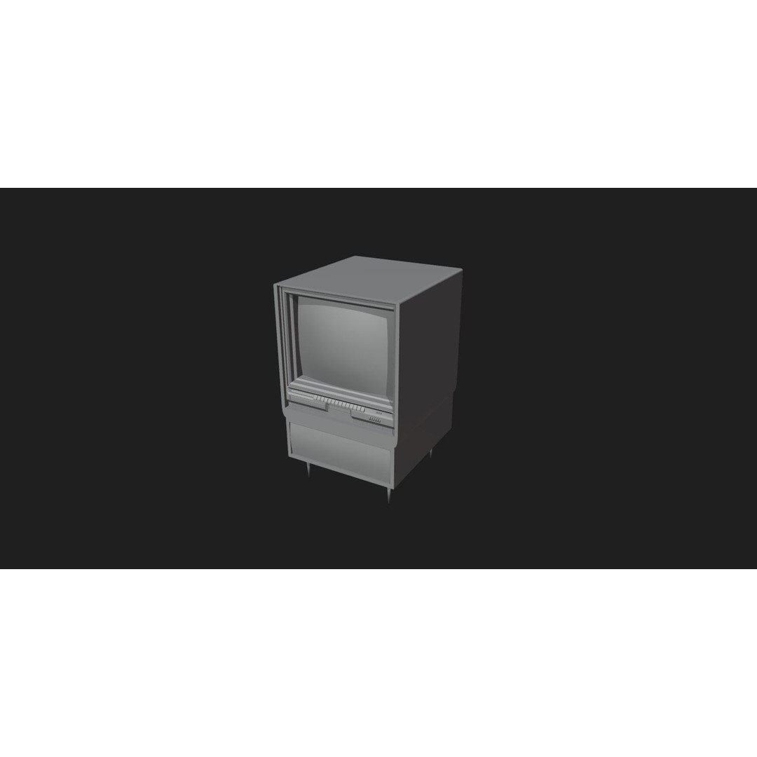 Retro Television 3D Model – Untextured Low-Poly Asset, FBX & OBJ - View 12