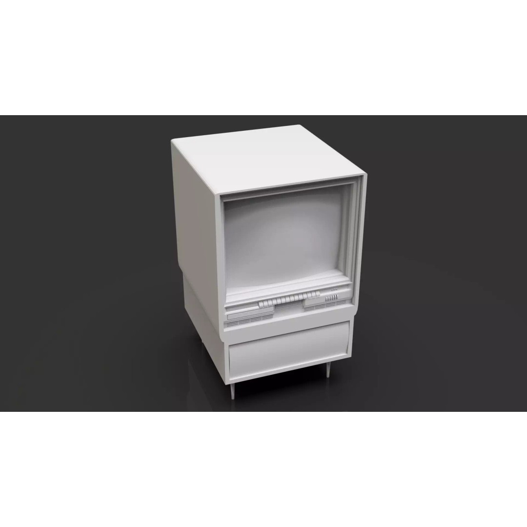 Retro Television 3D Model – Untextured Low-Poly Asset, FBX & OBJ - View 2