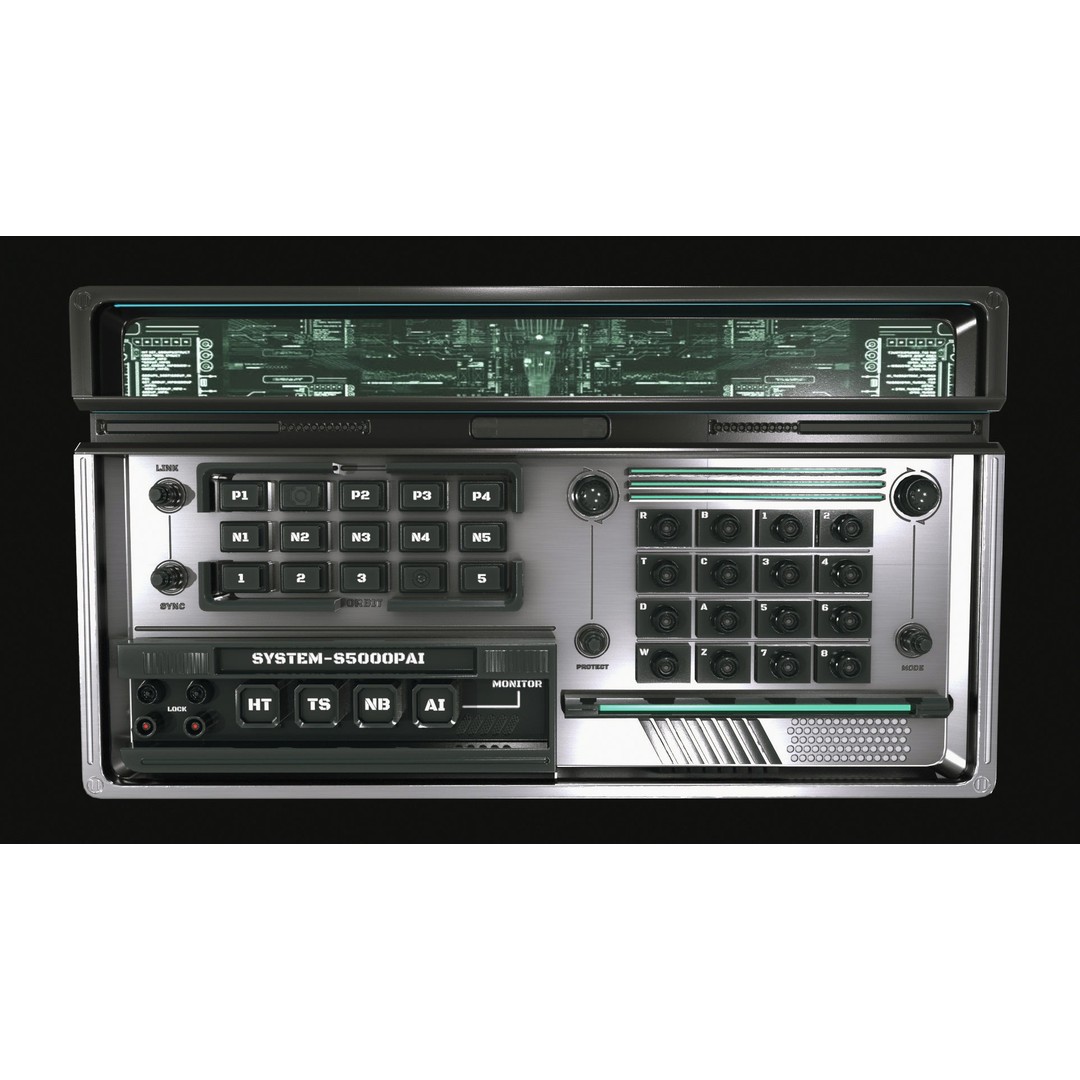 Control Panel 3D Model – Sci-Fi Control Station with PBR Textures - View 4