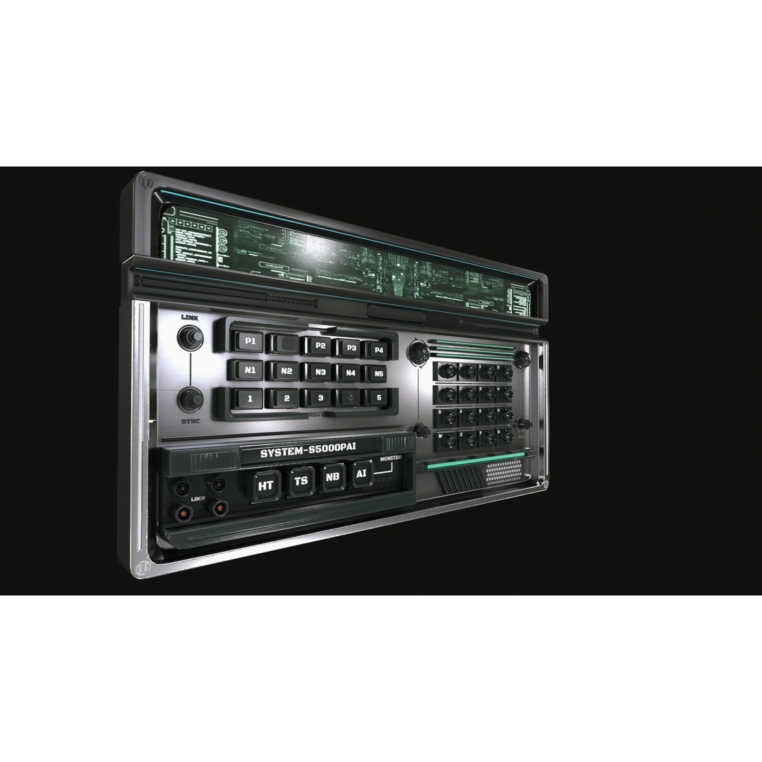 Control Panel 3D Model – Sci-Fi Control Station with PBR Textures - View 5