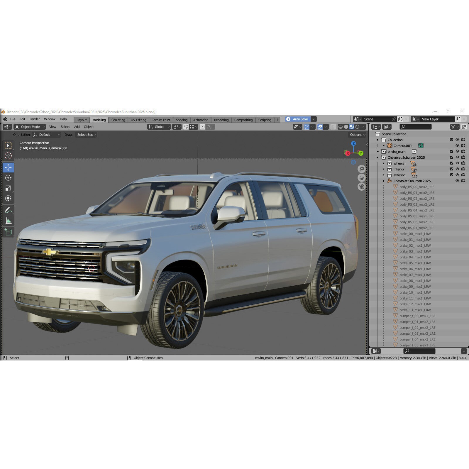 Suburban High Country SUV - Game-Ready 3D Model - View 33