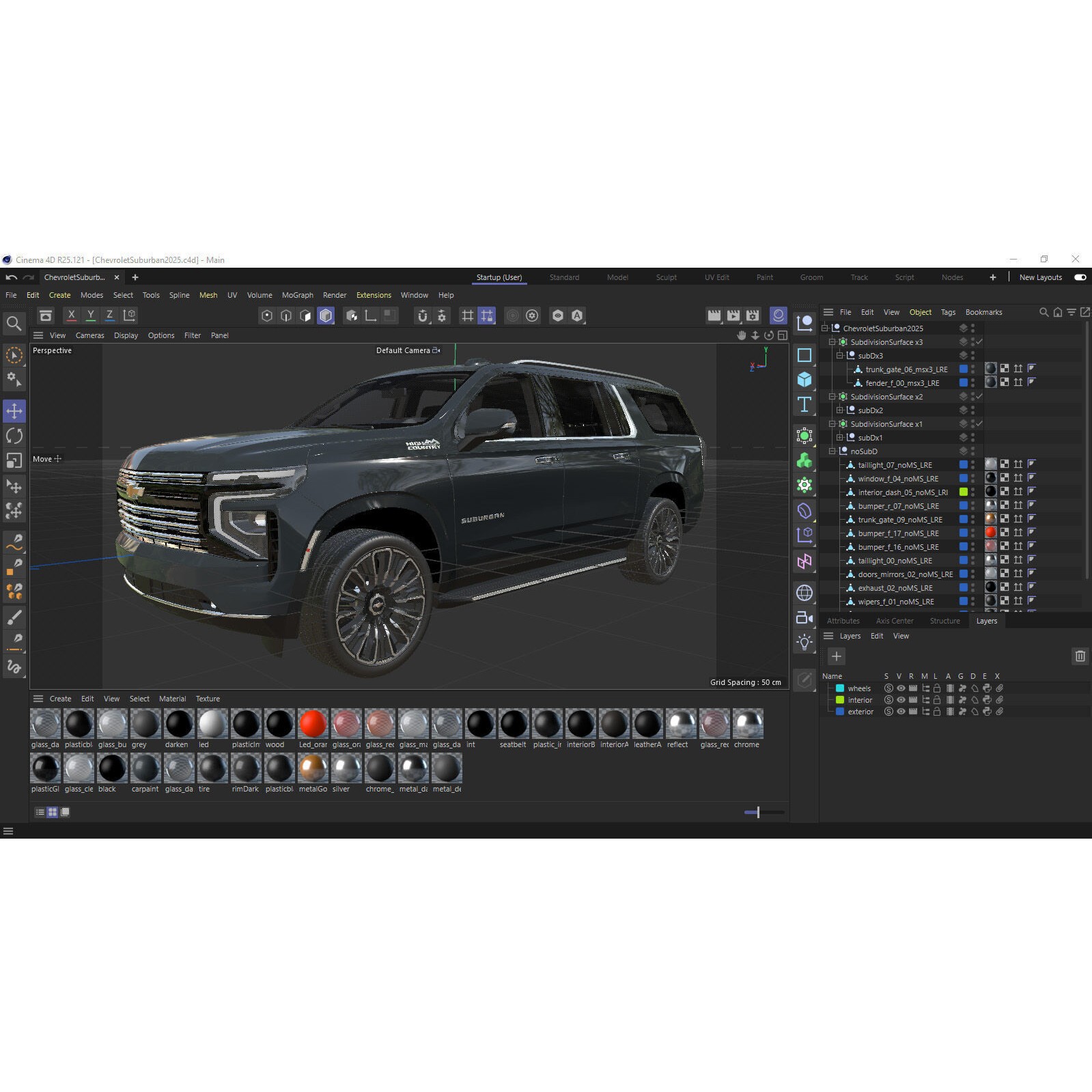 Suburban High Country SUV - Game-Ready 3D Model - View 34