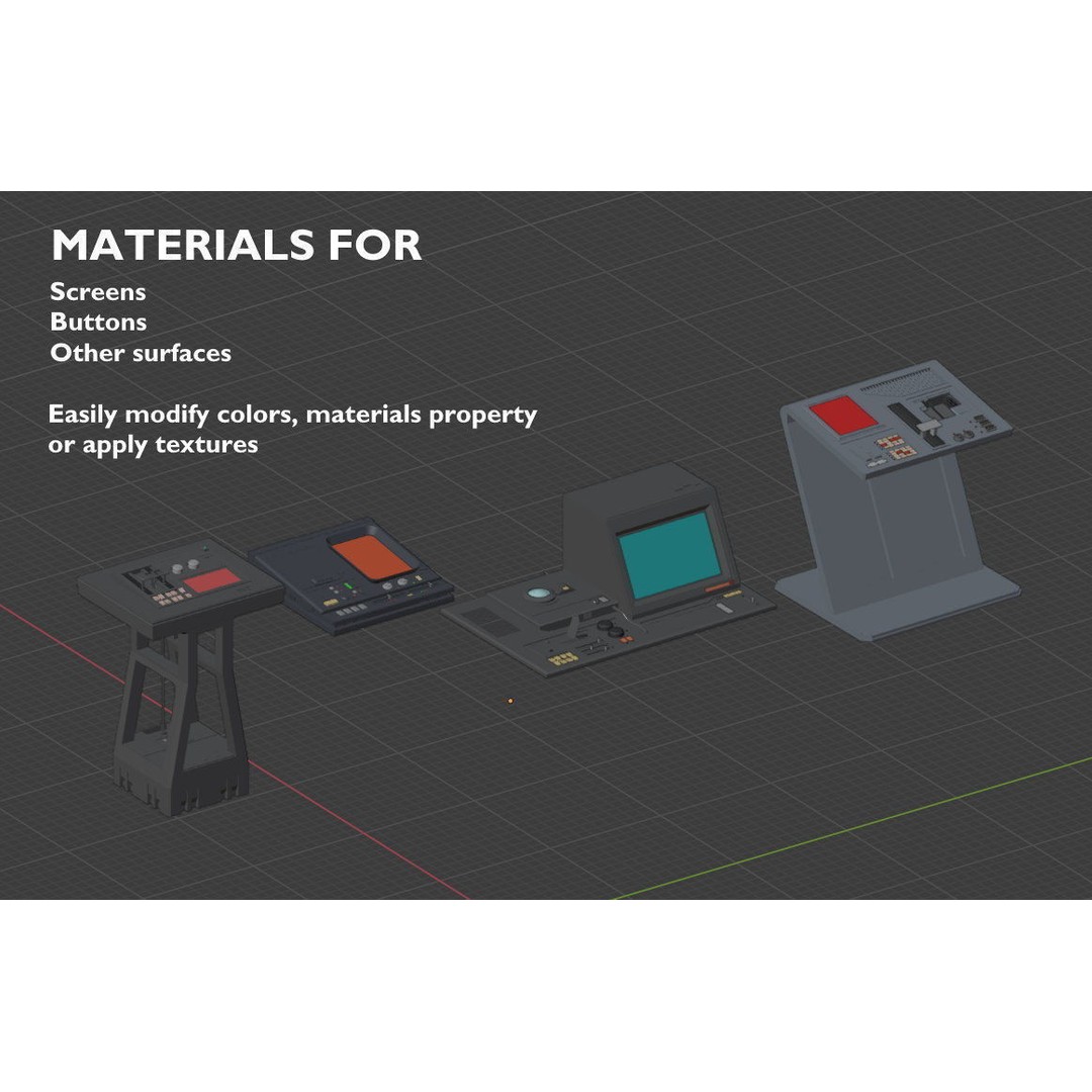 Sci-Fi Computers 3D Model – Control Panels Pack, PBR Textures, FBX - View 13