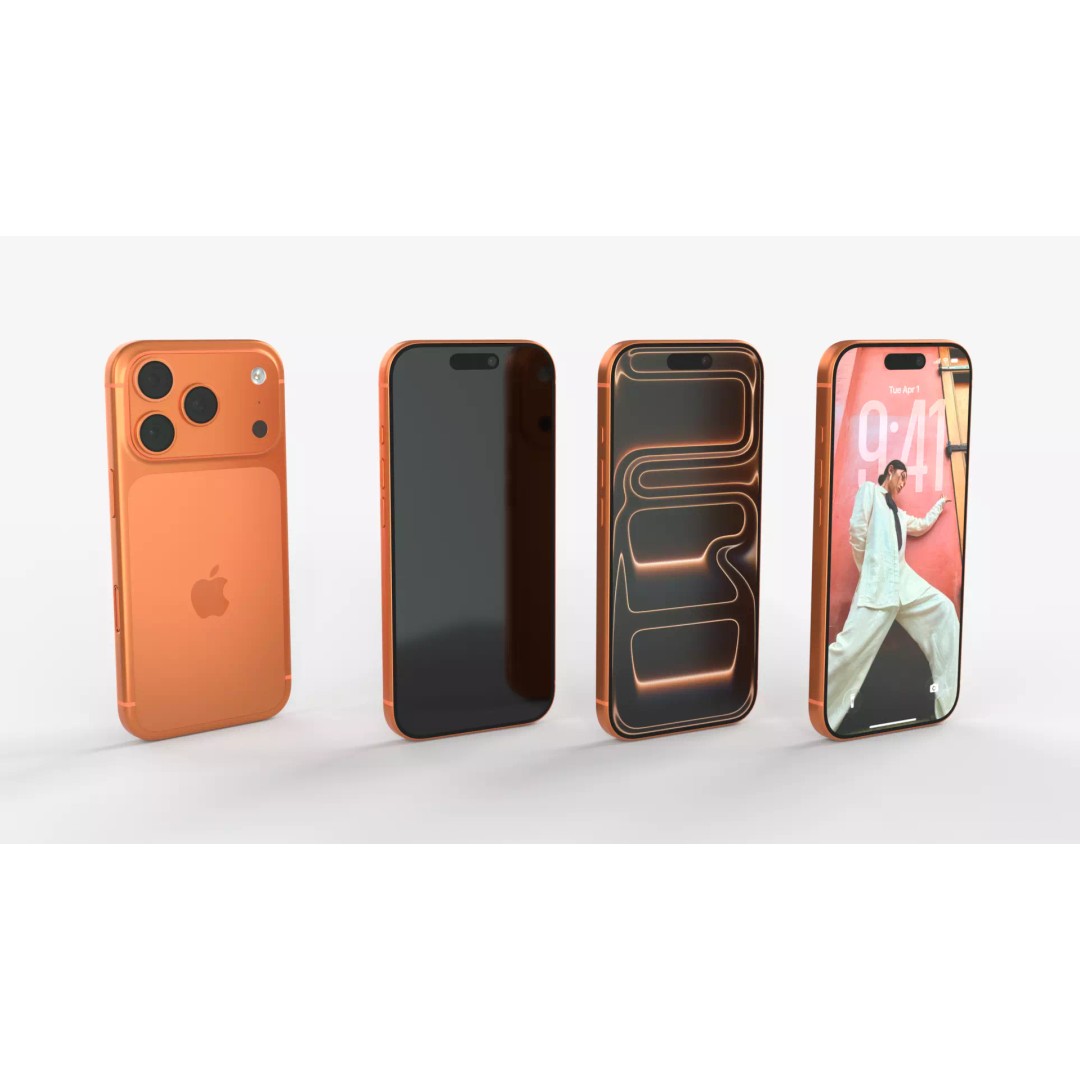 Apple iPhone 17 Pro Orange 3D Model – High-Quality PBR Textures, FBX, OBJ - View 2