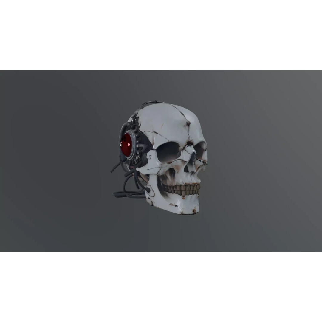 Cyborg Skull 3D Model – Gothic Sci-Fi Prop, Game Ready, FBX - View 6