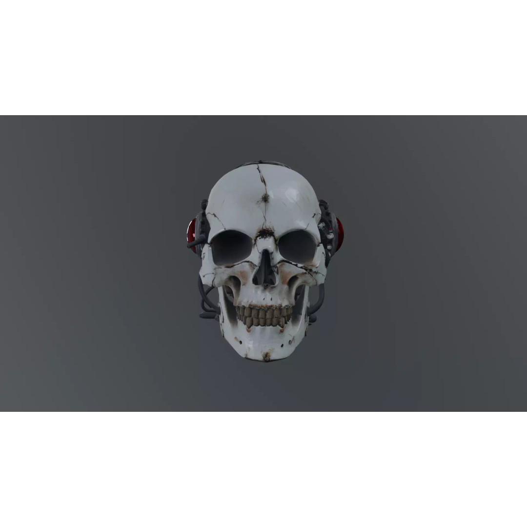 Cyborg Skull 3D Model – Gothic Sci-Fi Prop, Game Ready, FBX - View 7