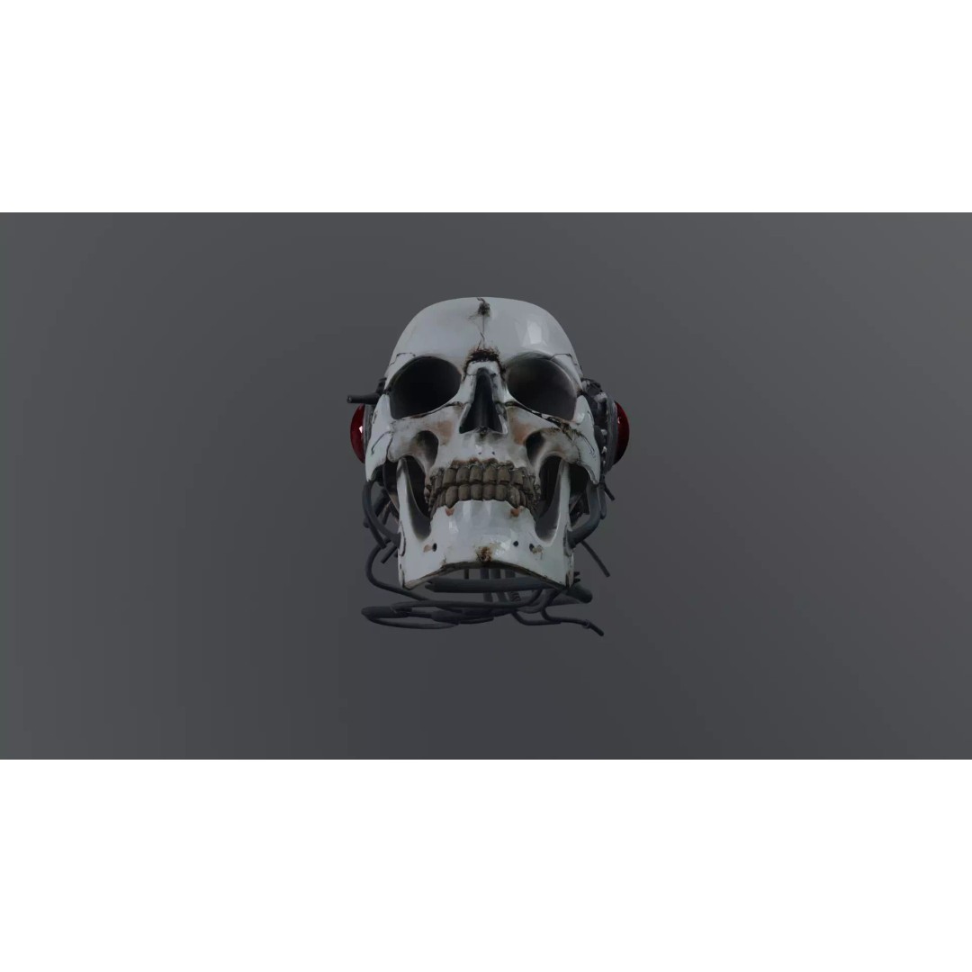 Cyborg Skull 3D Model – Gothic Sci-Fi Prop, Game Ready, FBX - View 8