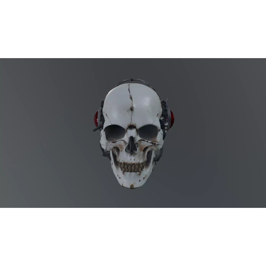 Cyborg Skull 3D Model – Gothic Sci-Fi Prop, Game Ready, FBX - View 9