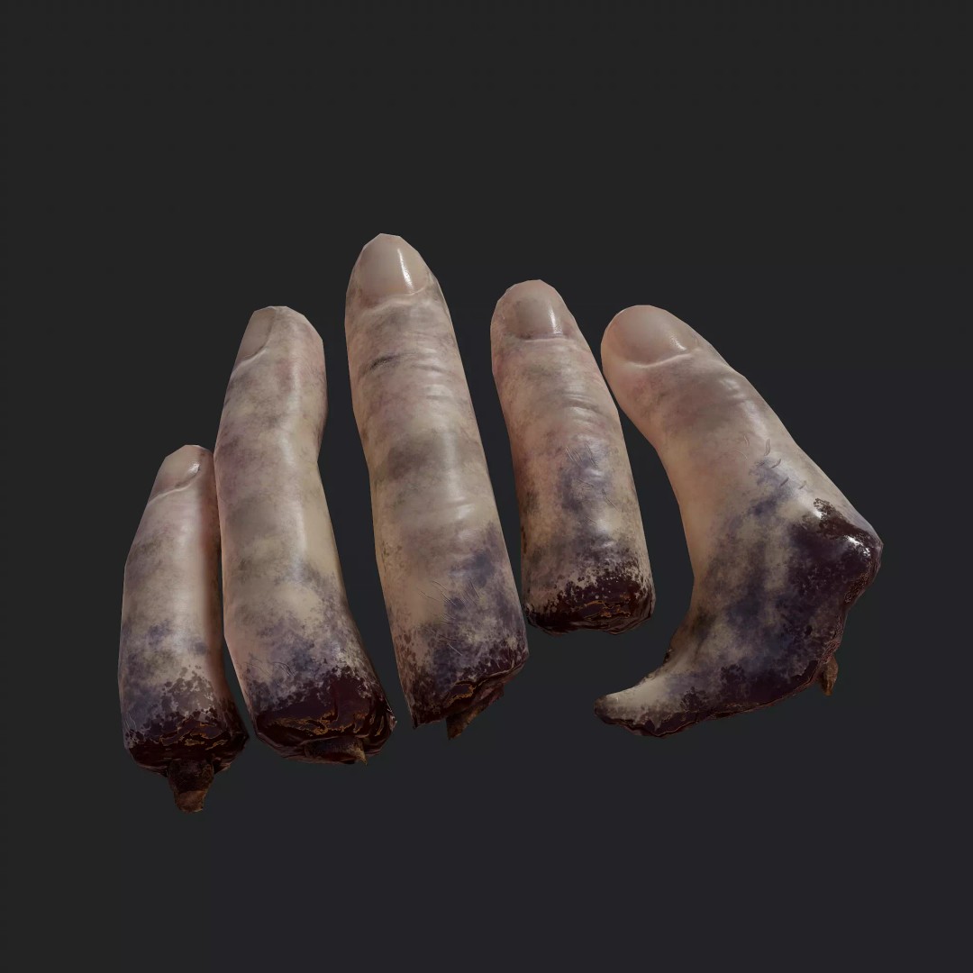 Severed Fingers 3D Model – Low Poly PBR Asset, FBX - View 2