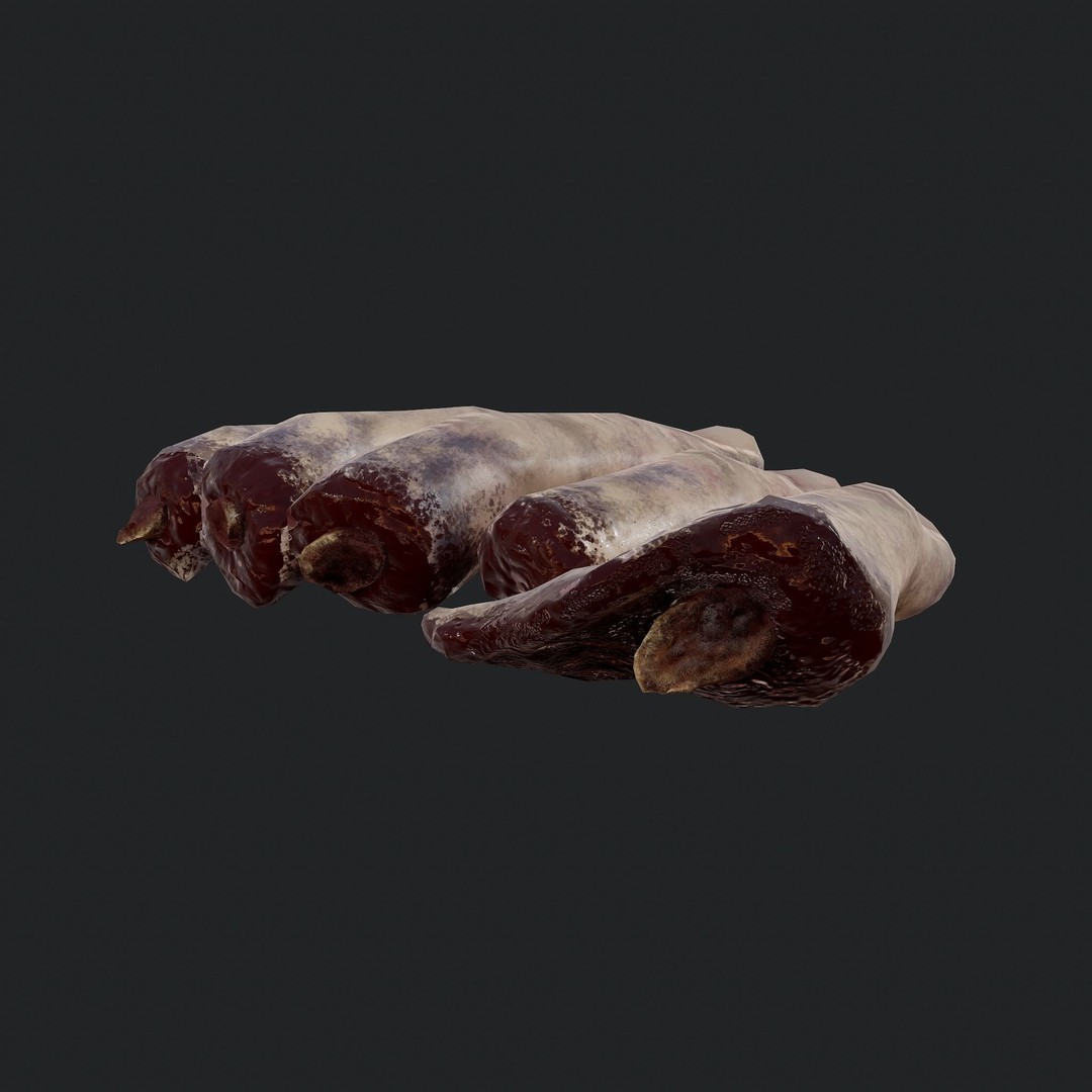 Severed Fingers 3D Model – Low Poly PBR Asset, FBX - View 4