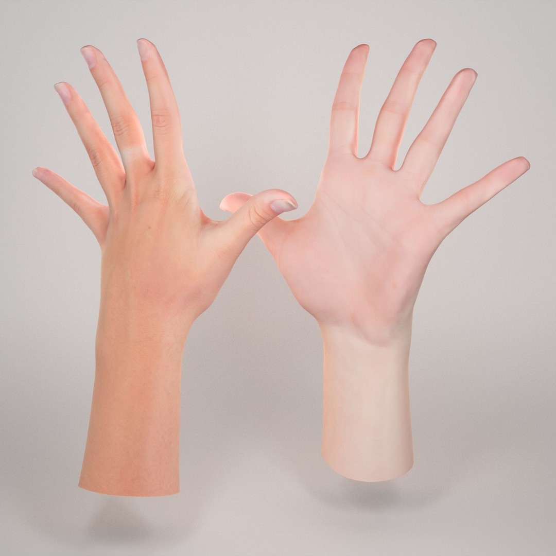 Female Hand 3D Model – Low Poly Realistic Asset, FBX & OBJ Formats - View 3