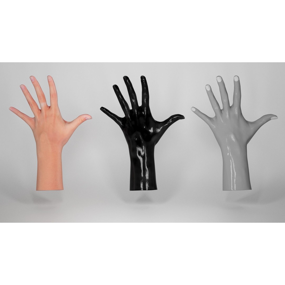 Female Hand 3D Model – Low Poly Realistic Asset, FBX & OBJ Formats - View 5