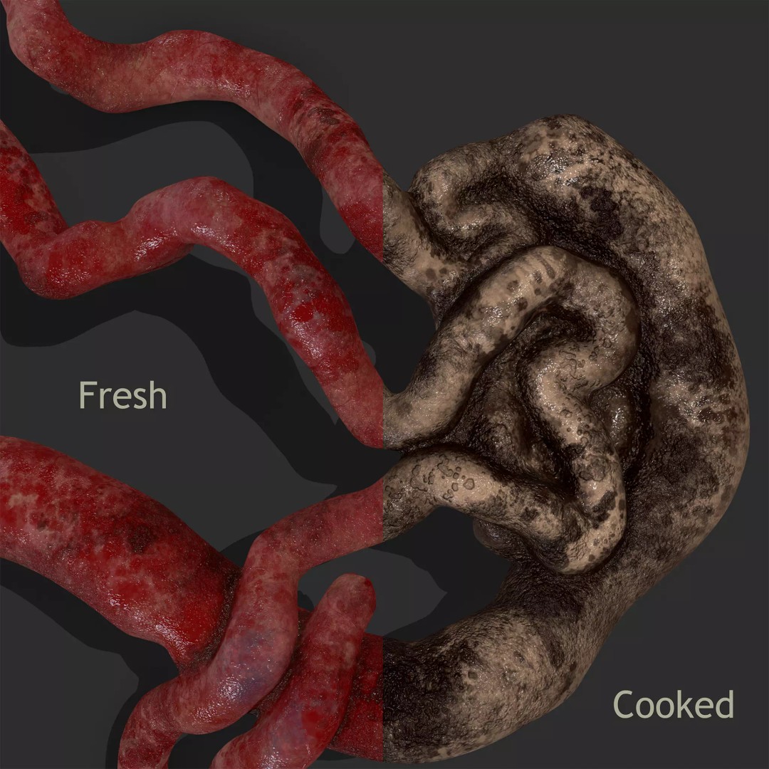 Intestines Pile 3D Model – Low Poly Horror Prop with PBR Textures - View 2