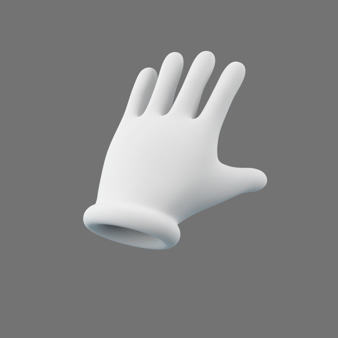 Cartoon Glove Hands 3D Model – Low Poly Character Asset, FBX, OBJ - View 3