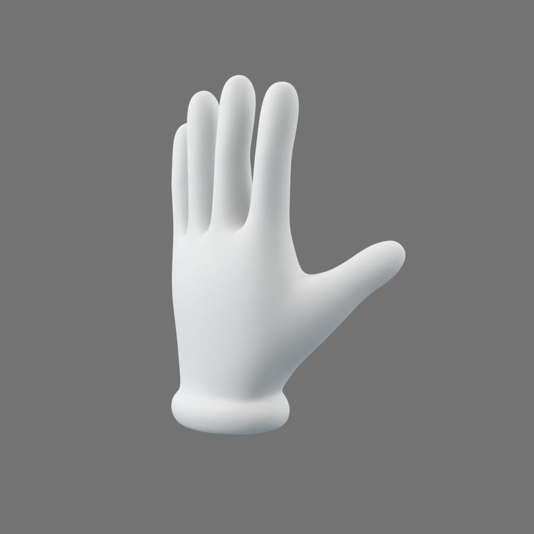 Cartoon Glove Hands 3D Model – Low Poly Character Asset, FBX, OBJ - View 4