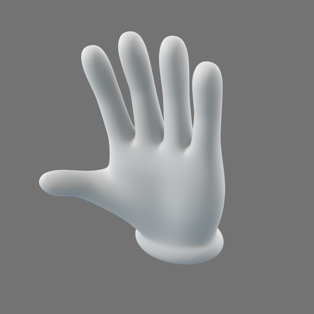 Cartoon Glove Hands 3D Model – Low Poly Character Asset, FBX, OBJ - View 7