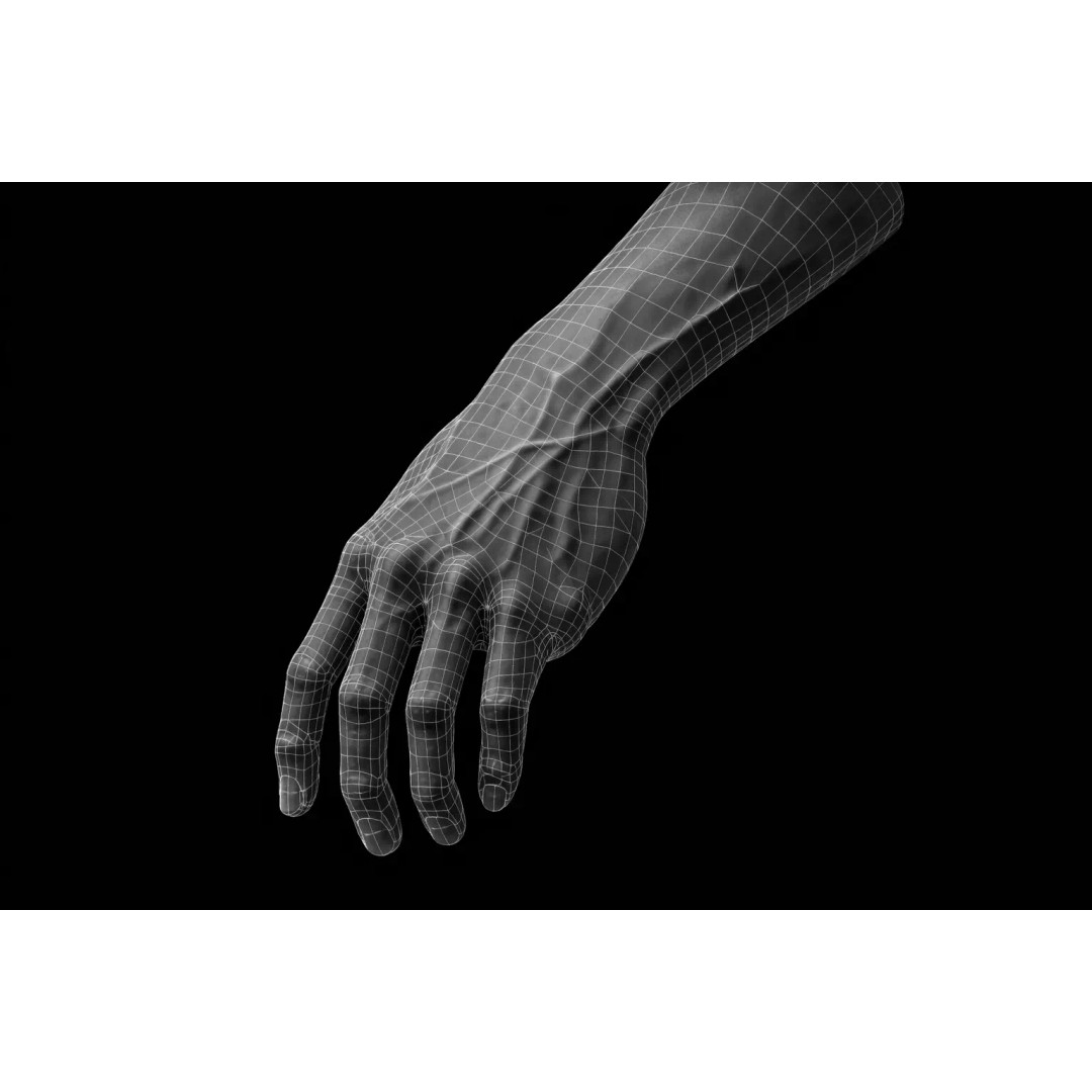 Realistic Human Hand 3D Model – Skull Tattoo Design, PBR Textures - View 4