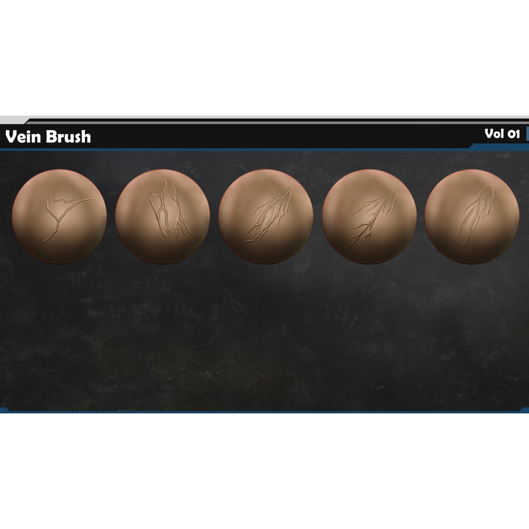 Vein VDM Brush 3D Model – Detail-Rich Alpha Set for ZBrush & Blender