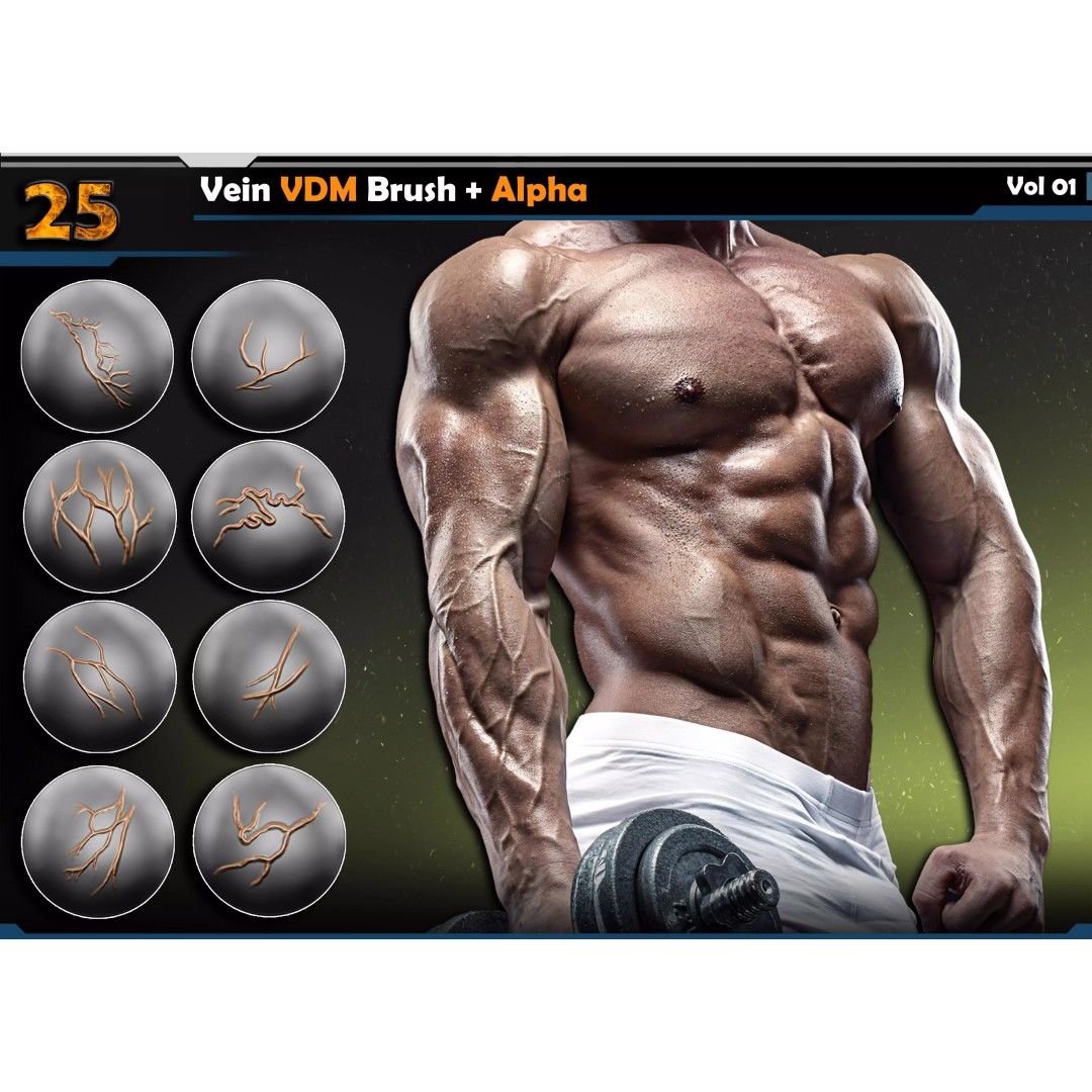 Vein VDM Brush 3D Model – Detail-Rich Alpha Set for ZBrush & Blender - View 2