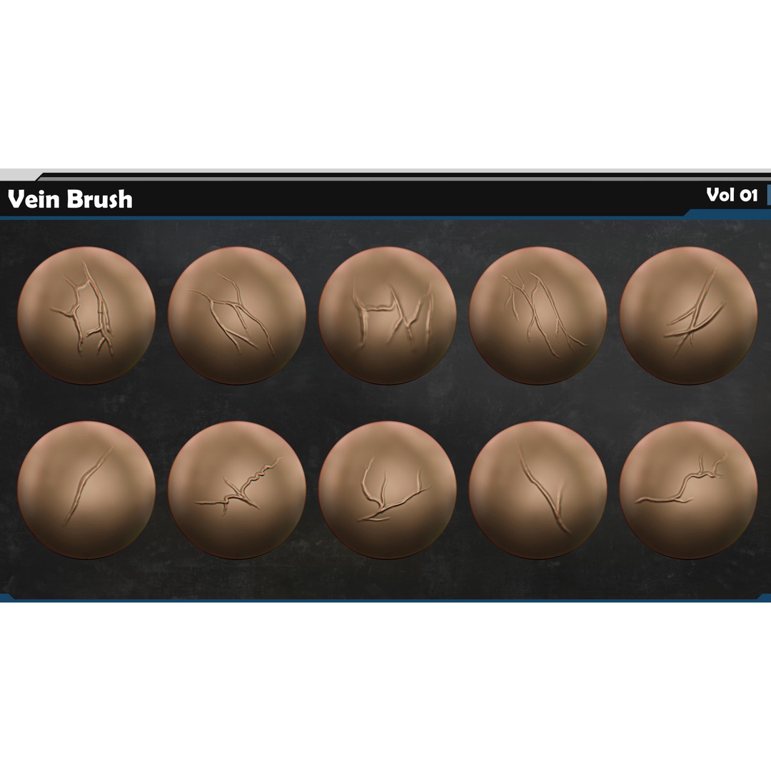 Vein VDM Brush 3D Model – Detail-Rich Alpha Set for ZBrush & Blender - View 4