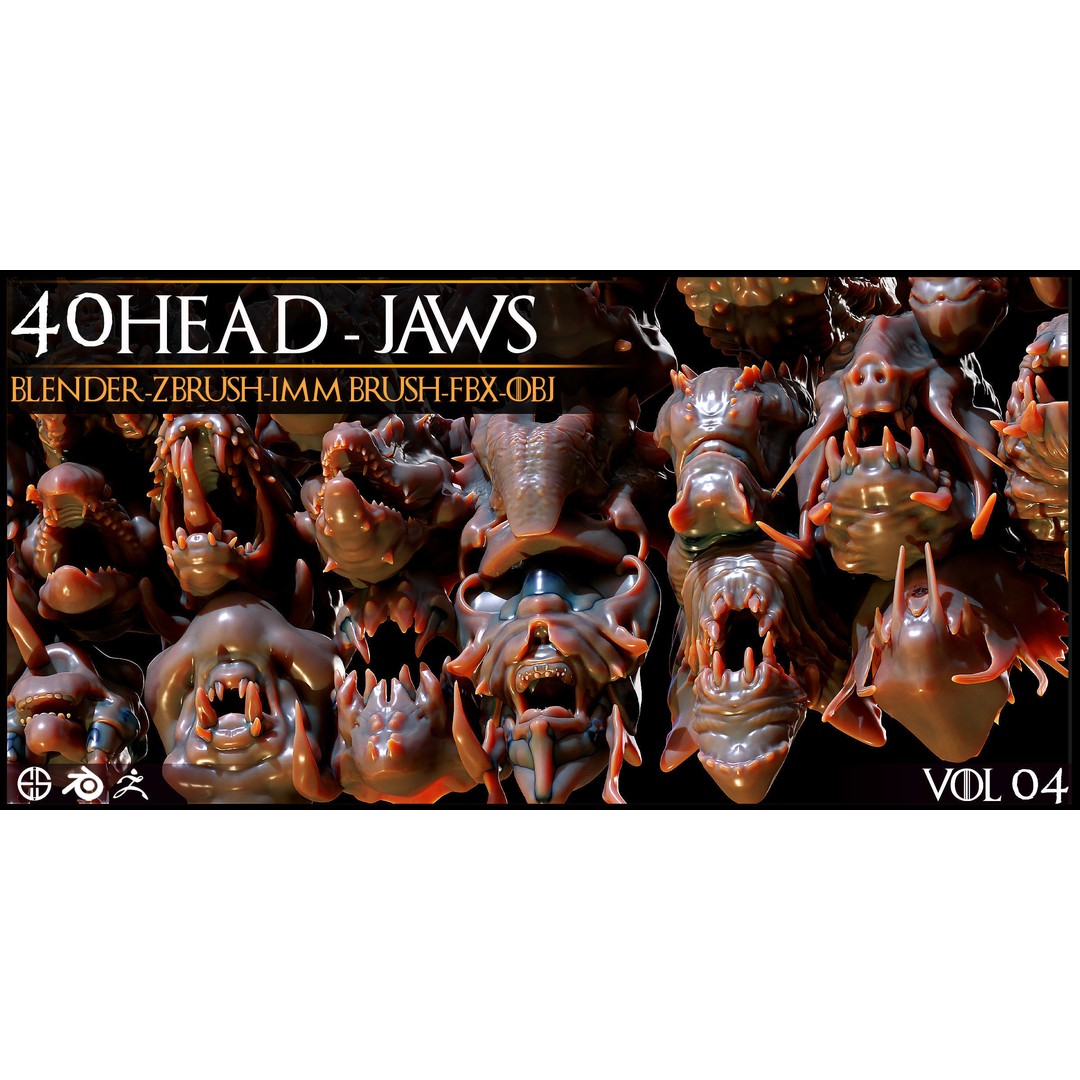 Dragon Head 3D Model – Character Anatomy Collection, FBX, OBJ - View 14