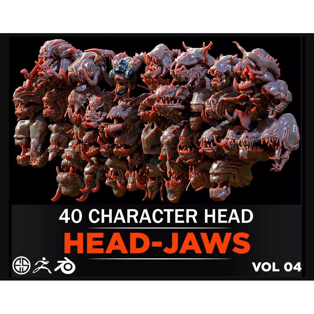 Dragon Head 3D Model – Character Anatomy Collection, FBX, OBJ - View 2