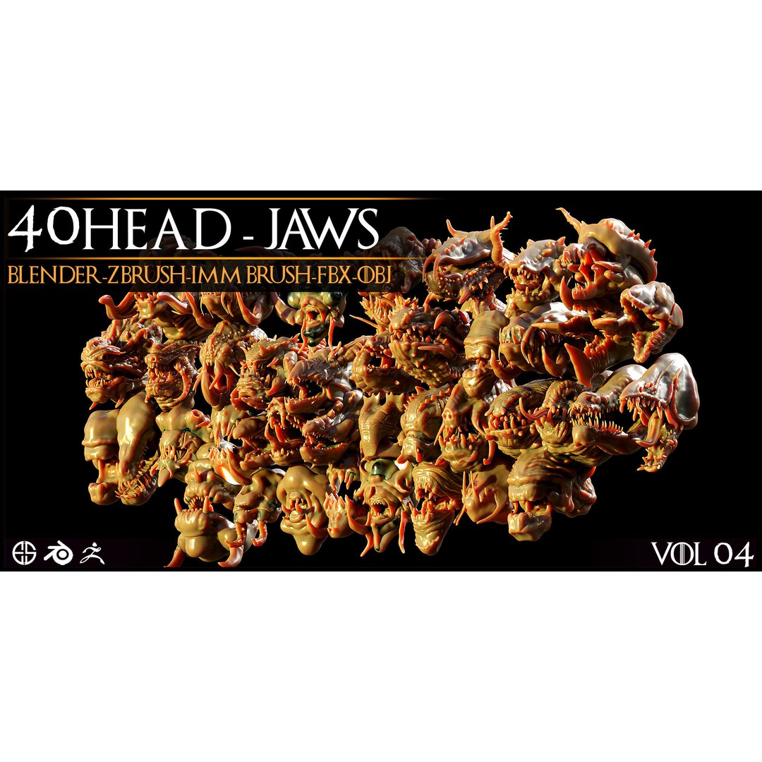 Dragon Head 3D Model – Character Anatomy Collection, FBX, OBJ - View 6