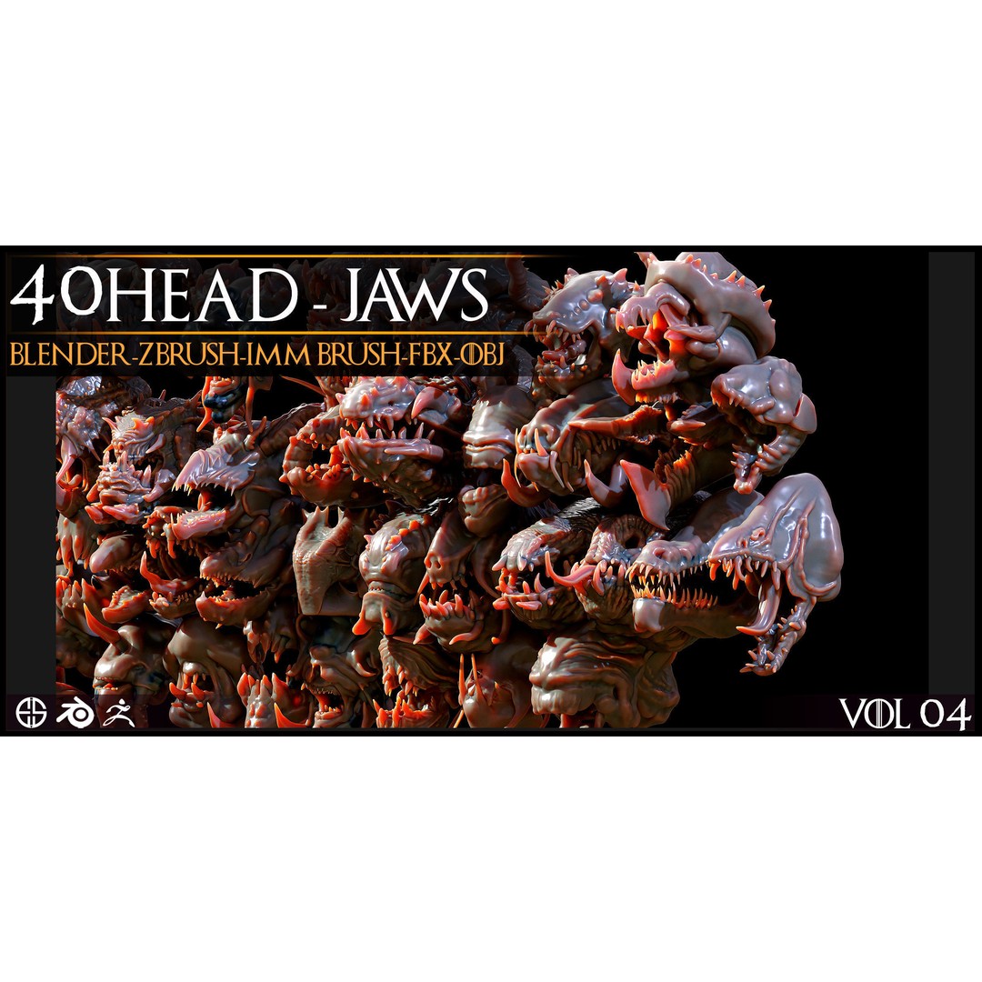 Dragon Head 3D Model – Character Anatomy Collection, FBX, OBJ - View 8