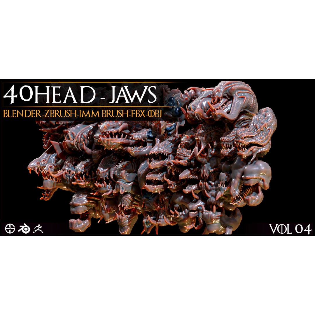 Dragon Head 3D Model – Character Anatomy Collection, FBX, OBJ - View 9