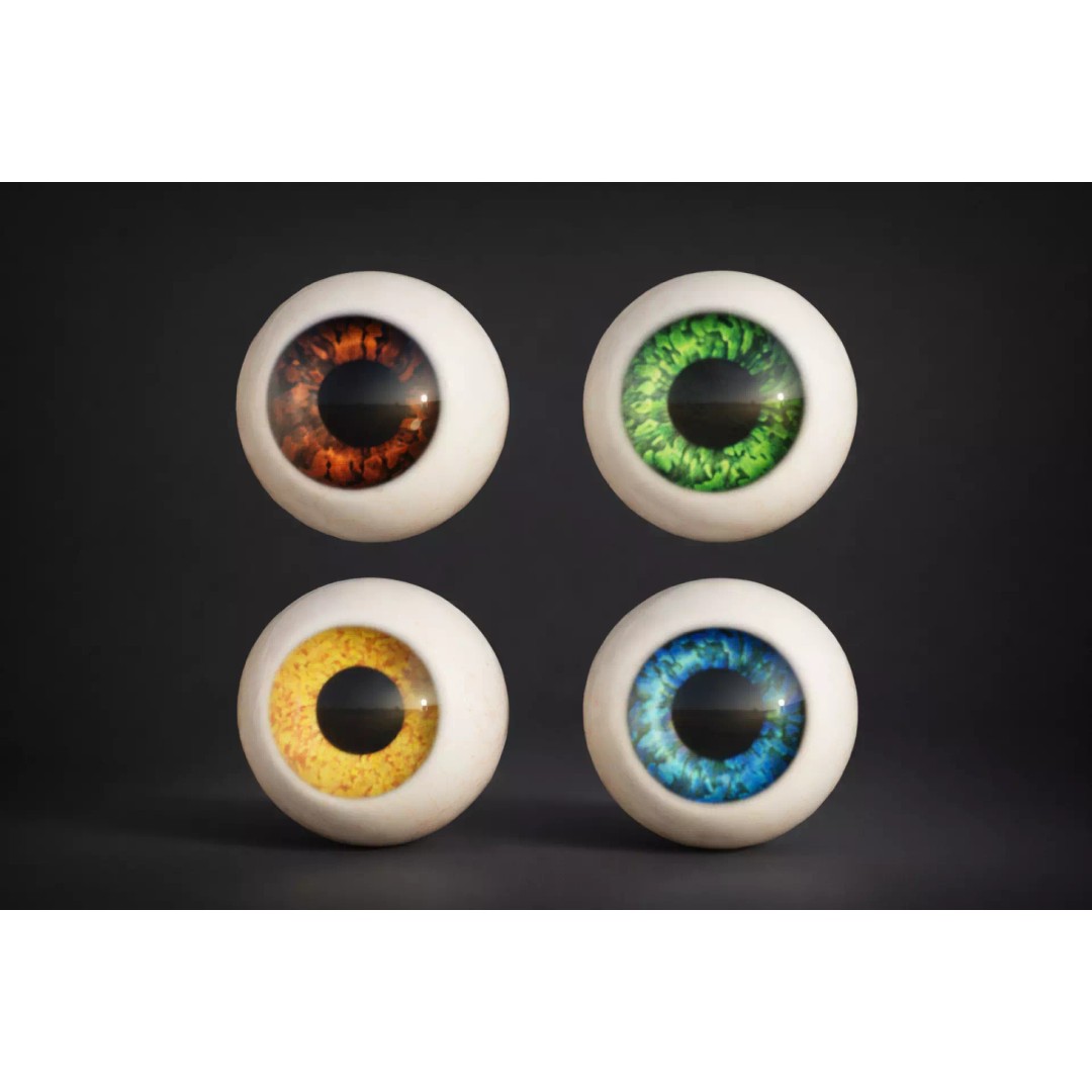 Human Eye 3D Model – Procedural Fiery Red Shader, Blender
