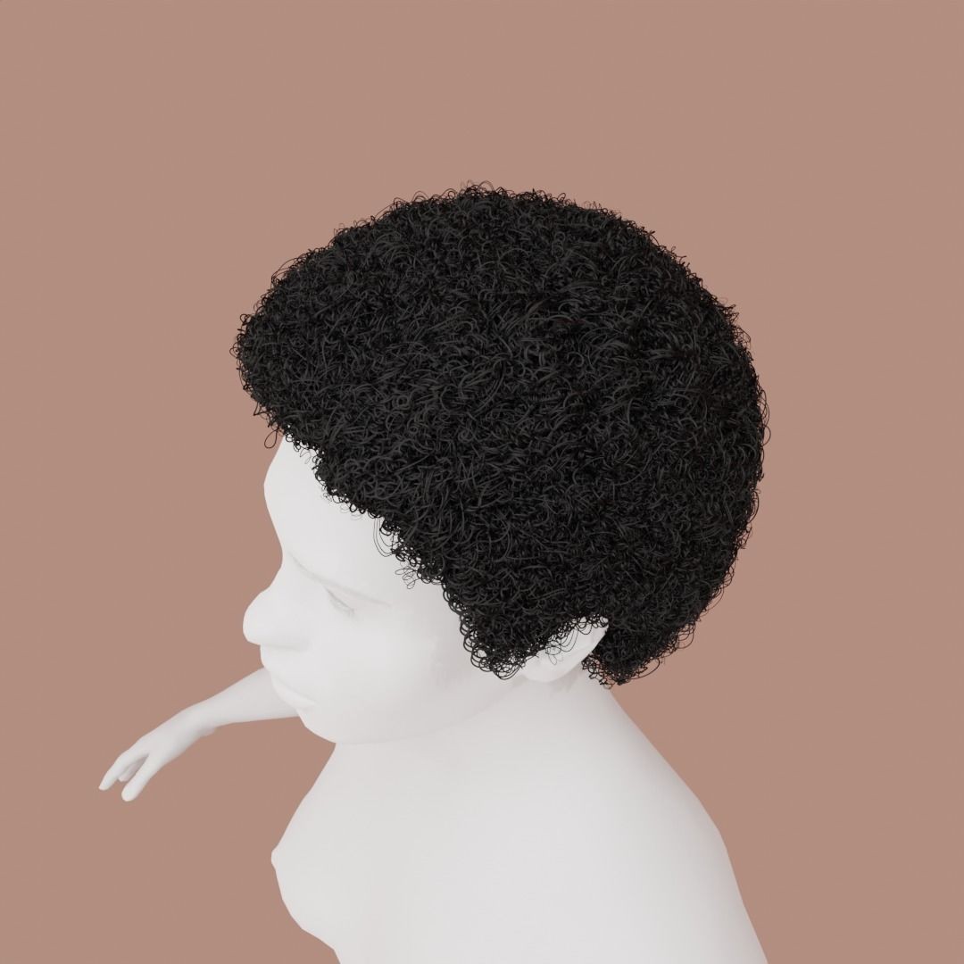 Black Afro 3D Model – Hair Asset with Particle System, Blender - View 5