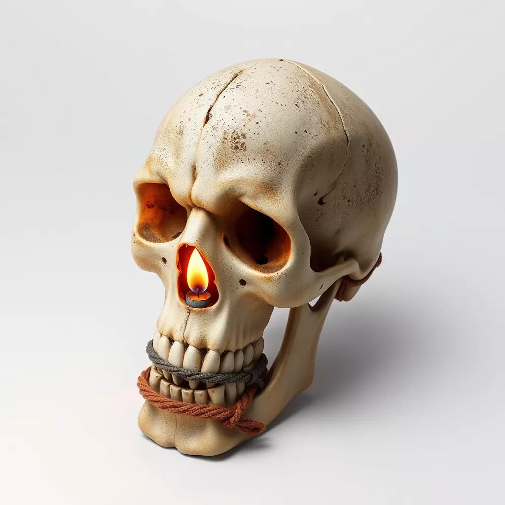 Mystical Skull Candle Holder 3D Model – Low Poly Gothic Prop, FBX - View 2