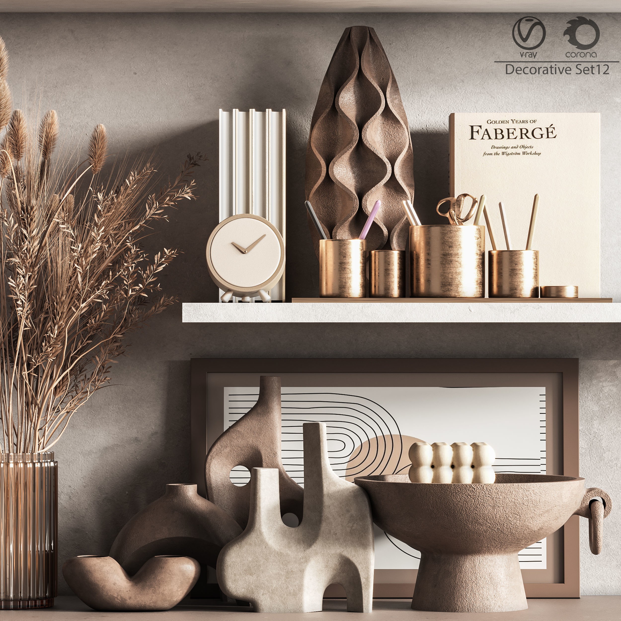 Decorative Set 12 - PBR Game-Ready 3D Model - View 6