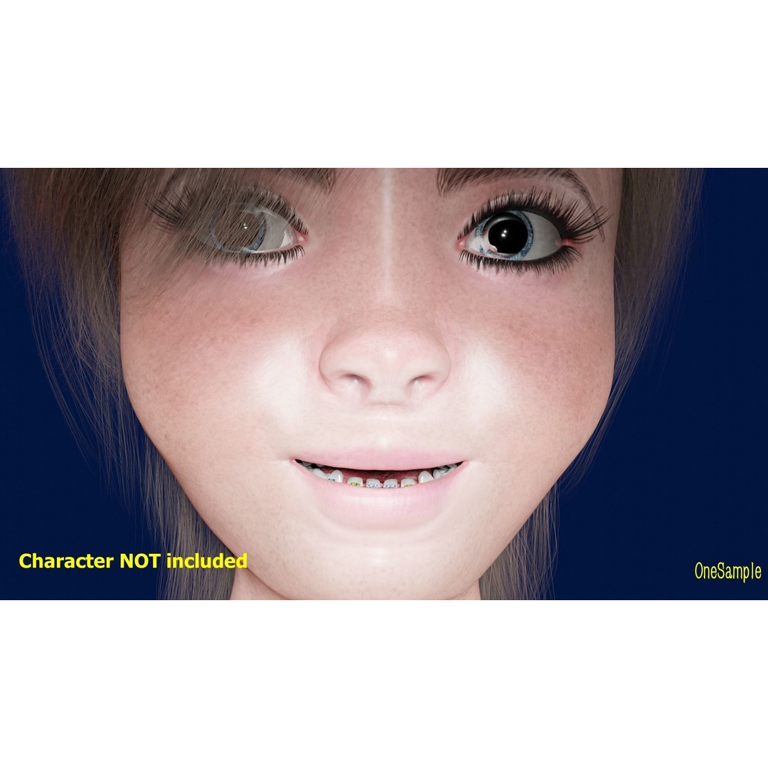 Mouth with Braces 3D Model – Low Poly Rigged Character Asset, Blender - View 13