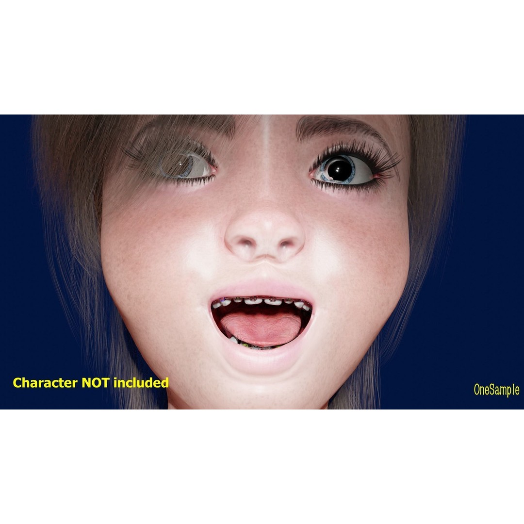 Mouth with Braces 3D Model – Low Poly Rigged Character Asset, Blender - View 14