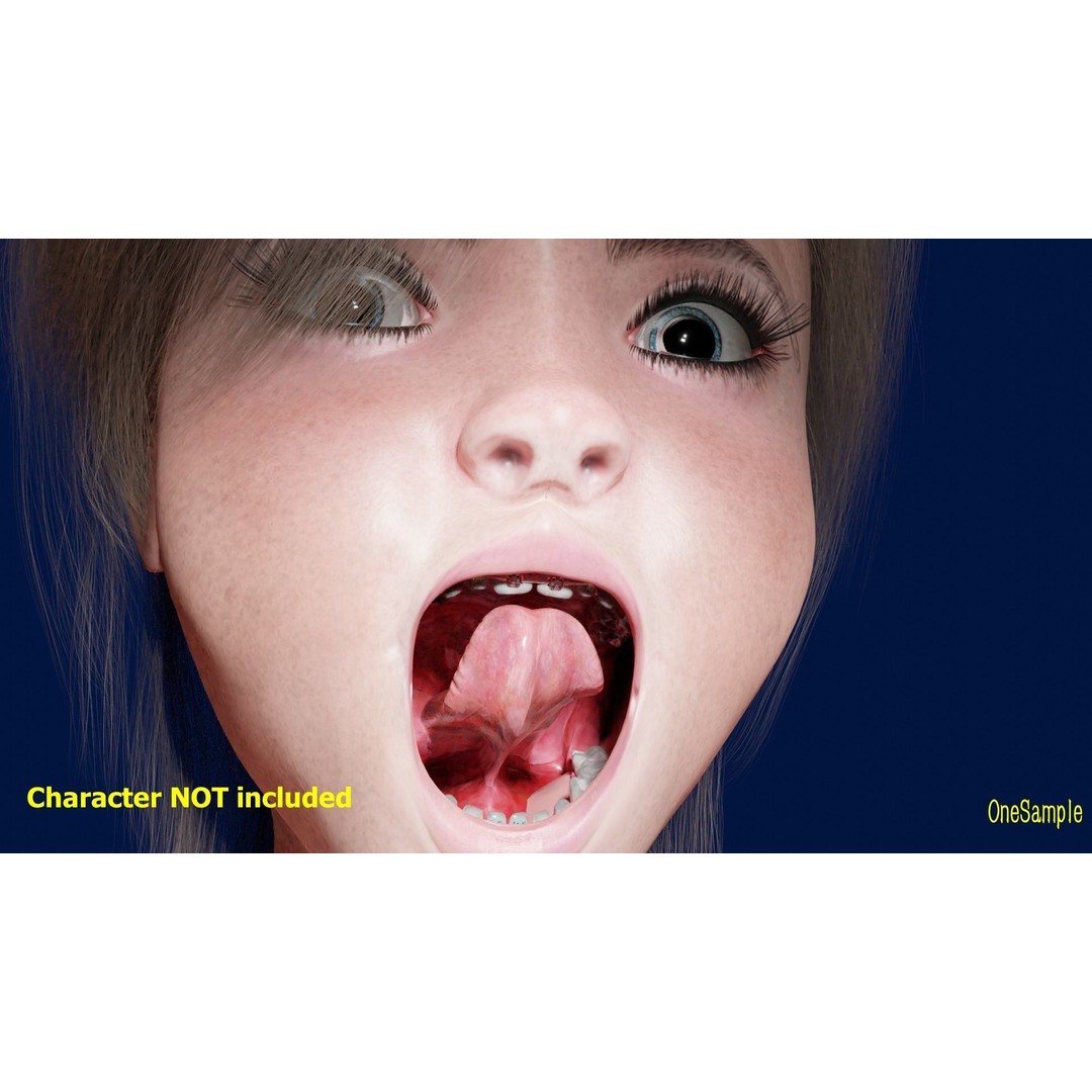 Mouth with Braces 3D Model – Low Poly Rigged Character Asset, Blender - View 16