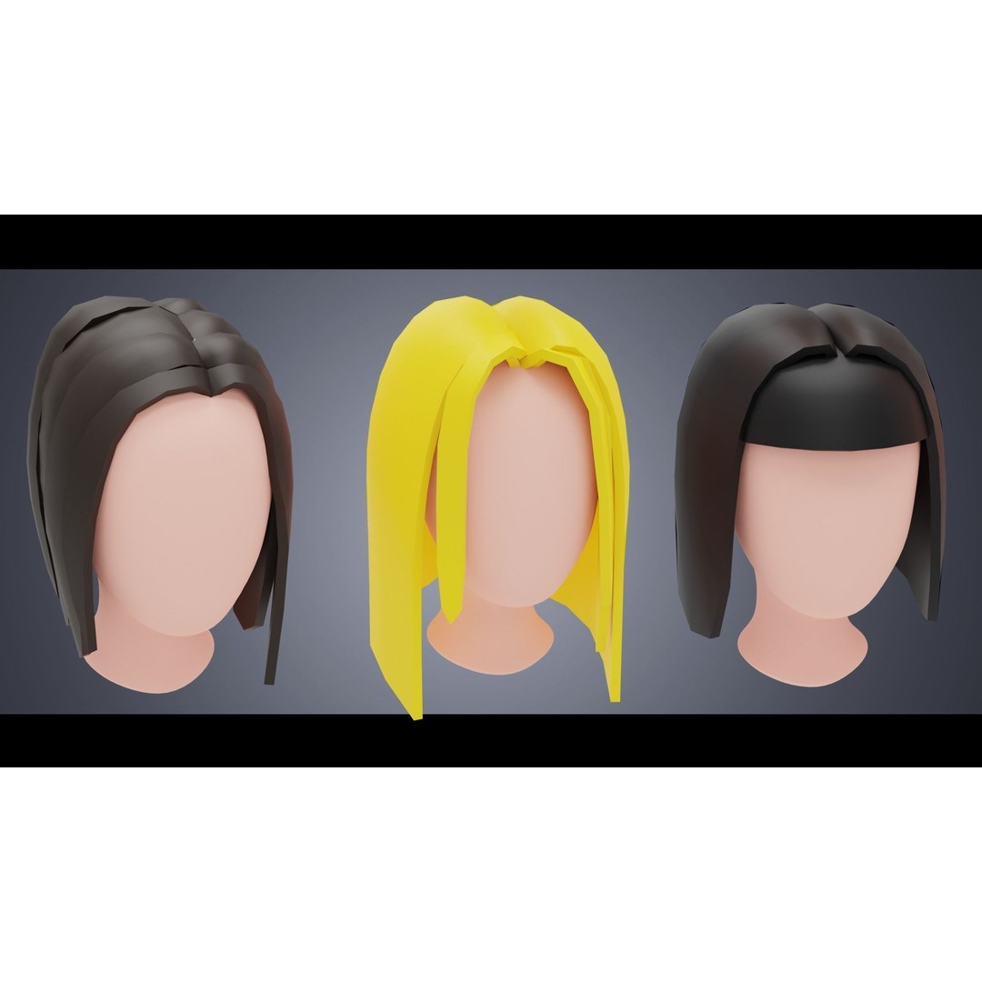 Base Haircuts 3D Model – Low Poly Stylized Haircuts for Character Design - View 16