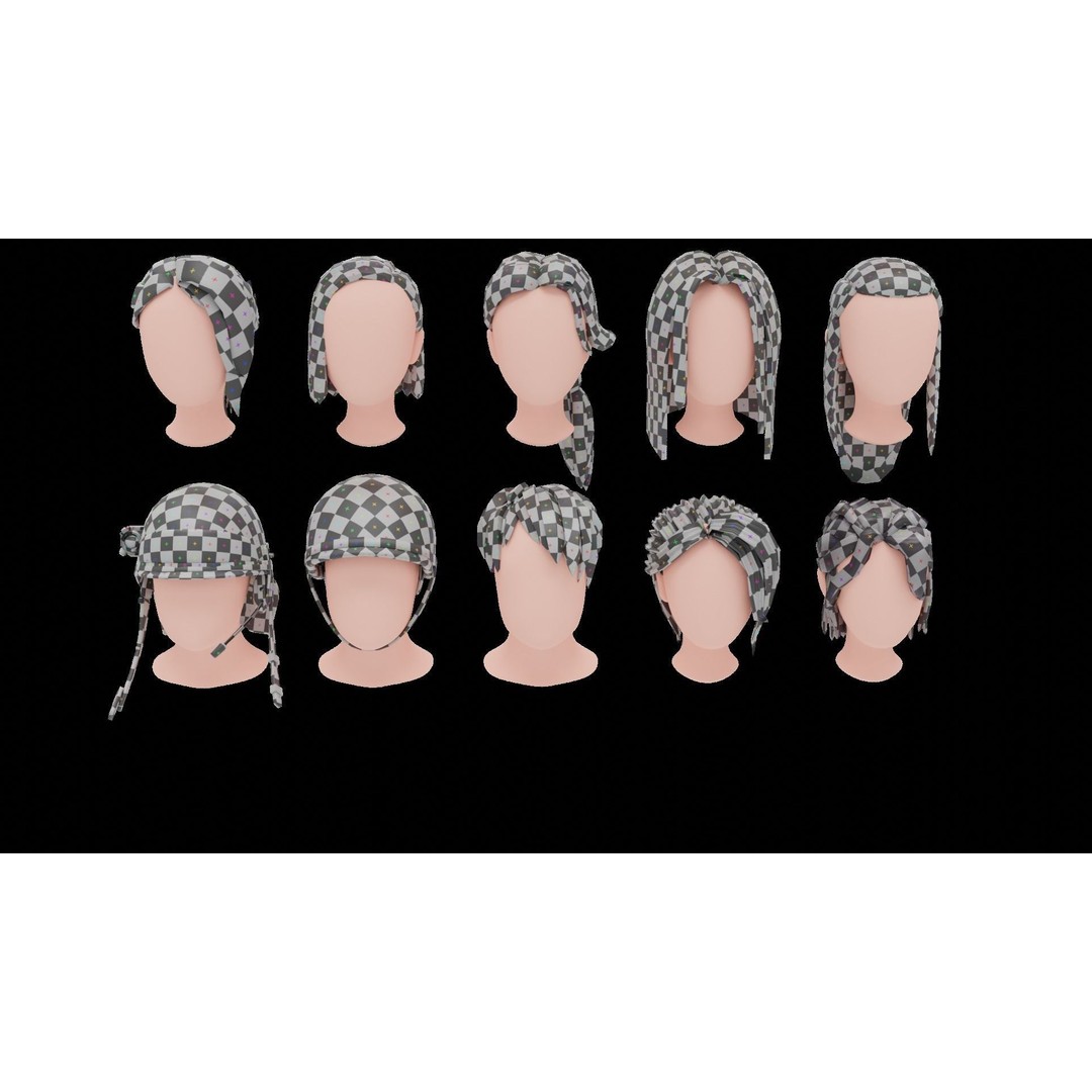 Base Haircuts 3D Model – Low Poly Stylized Haircuts for Character Design - View 42